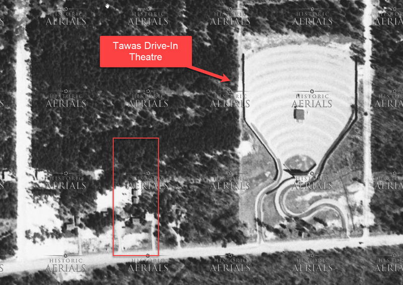 Hutzel Lazy Pines Motel Cabins - 1958 Aerial (newer photo)